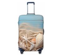 WSOIHFEC Housse de bagage avec imprimé coquillages et étoiles de mer - Housse de bagage élastique lavable anti-rayures - Housse de protection pour bagages de 45,7 à 81,3 cm, Noir , S