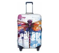 WSOIHFEC Housse de bagage colorée avec imprimé libellule abstrait élastique lavable anti-rayures pour bagages de 45,7 à 81,3 cm, Noir , L