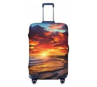 WSOIHFEC Housse de bagage colorée imprimée coucher de soleil élastique, lavable, anti-rayures, housse de protection pour bagages de 45,7 à 81,3 cm, Noir , L