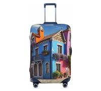 WSOIHFEC Housse de bagage colorée imprimée maison élastique lavable housse de valise anti-rayures housses de protection pour bagages de 45,7 à 81,3 cm, Noir , M
