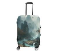 WSOIHFEC Housse de bagage de voyage élastique pour valise, housse de bagage imperméable et anti-rayures, lavable et résistante à la poussière, convient aux bagages de 45,7 à 81,3 cm, Eau et roches, XL