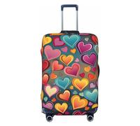 WSOIHFEC Housse de bagage élastique lavable anti-rayures avec imprimé cœur coloré pour bagages de 45,7 à 81,3 cm, Noir , M