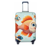 WSOIHFEC Housse de bagage élastique lavable anti-rayures avec imprimé poisson de dessin animé pour bagages de 45,7 à 81,3 cm, Noir , x-large