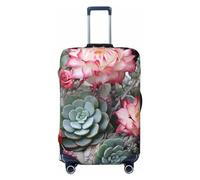 WSOIHFEC Housse de bagage élastique lavable anti-rayures avec motif cactus et fleurs rouges pour bagages de 45,7 à 81,3 cm, Noir , S