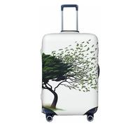 WSOIHFEC Housse de bagage élastique lavable anti-rayures avec motif grand arbre soufflant dans le vent pour bagages de 45,7 à 81,3 cm, Noir , M