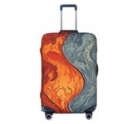 WSOIHFEC Housse de bagage élastique lavable anti-rayures avec motif imprimé eau et feu pour bagages de 45,7 à 81,3 cm, Noir , S