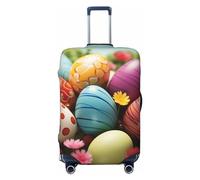 WSOIHFEC Housse de bagage élastique lavable avec imprimé œufs colorés anti-rayures pour bagages de 45,7 à 81,3 cm, Noir , S