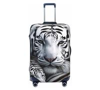 WSOIHFEC Housse de bagage élastique lavable et anti-rayures avec imprimé tigre blanc pour bagages de 45,7 à 81,3 cm
