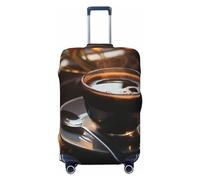 WSOIHFEC Housse de bagage élastique lavable et anti-rayures - Imprimé café - Pour bagages de 45,7 à 81,3 cm, Noir , L