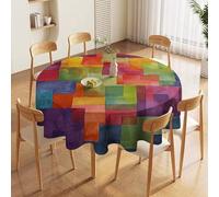 WSOIHFEC Nappe ronde abstraite aux couleurs vives, 127 x 127 cm, tissu imperméable, protection lavable, pour cuisine, salle à manger, mariage, décoration d'intérieur