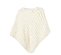 WSPDSD Véritable fourrure tricotée poncho gilet mode Wrap manteau Vtg châle dame fourrure naturelle fête de mariage en gros - 1 crème, taille unique, (WSPDSD20211125)