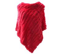 WSPDSD Véritable fourrure tricotée poncho gilet wrap manteau châle dame naturel rouge, taille unique