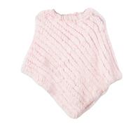 WSPDSD Vraie fourrure tricotée fourrure de lapin poncho gilet gilet mode Wrap manteau Vtg châle dame fourrure naturelle fête de mariage en gros, taille unique, (WSPDSD20211133), 12 Pink Color