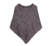 WSPDSD Vraie fourrure tricotée de lapin poncho gilet mode Wrap manteau Vtg châle dame naturelle fête mariage en gros - 11 gris foncé, taille unique, (WSPDSD20211128) Dark Grey