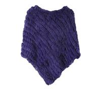 WSPDSD Vraie fourrure tricotée fourrure de lapin poncho gilet gilet mode Wrap manteau Vtg châle dame fourrure naturelle fête de mariage en gros - 8 bleu foncé, taille unique, (WSPDSD20211137)