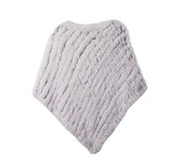 WSPDSD Vraie fourrure tricotée fourrure de lapin poncho gilet gilet mode Wrap manteau Vtg châle dame fourrure naturelle fête de mariage en gros - 19 gris clair, taille unique 19 Light Grey