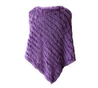 WSPDSD Vraie fourrure tricotée fourrure de lapin poncho gilet gilet mode Wrap manteau Vtg châle dame fourrure naturelle fête de mariage en gros - 16 violet, taille unique