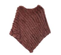 WSPDSD Vraie fourrure tricotée fourrure de lapin poncho gilet gilet mode Wrap manteau Vtg châle dame fourrure naturelle fête de mariage en gros - 4 brun clair, taille unique