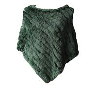 WSPDSD Vraie fourrure tricotée fourrure de lapin poncho gilet gilet mode Wrap manteau Vtg châle dame fourrure naturelle fête de mariage en gros - 17 vert, taille unique