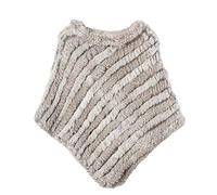 WSPDSD Vraie fourrure tricotée fourrure de lapin poncho gilet gilet mode Wrap manteau Vtg châle dame fourrure naturelle fête de mariage en gros - 3 herbe gris, taille unique WSPDSD20211124