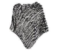 WSPDSD Vraie fourrure tricotée fourrure de lapin poncho gilet gilet mode Wrap manteau Vtg châle dame fourrure naturelle fête de mariage en gros - 6 noir givre, taille unique, WSPDSD20211129