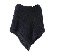 WSPDSD Vraie fourrure tricotée fourrure de lapin poncho gilet gilet mode Wrap manteau Vtg châle dame fourrure naturelle fête de mariage en gros - 2 bleu marine, taille unique, (WSPDSD20211131)