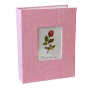 WSQHAO 200 Pochettes Album Photo Couverture en Lin Bricolage inscriptible Grand Scrapbook 4x6 Photos Albums à Enfiler pour Photos(Pink)