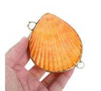 WSQHAO Boîte de rangement de bijoux en coquillage, plat à bibelots, conteneur d'anneau, étui de boucle d'oreille en métal pour Bijoux(Orange)