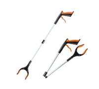WSQHAO Extension de Pince Pliable, Outils à Main, ordures Portable, ramassage, Nettoyage ménager, Pinces sanitaires, 2 pièces pour Jardin(Orange(82cm))