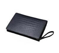 WSQHAO Pochettes d'affaires sac en cuir pochette for hommes véritable de grande capacité noir Pour Affaires