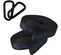 WSQHAO Sangles de hamac renforcées en Polyester, 2 pièces, 5 Anneaux, barbelés à Haute Charge, Noirs, for Camping Plein air pour Balançoire(Blue with Buckles)