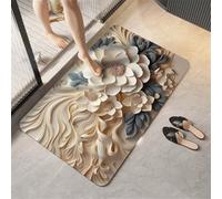 Wsrght Tapis de Bain Antidérapant Absorbant, Tapis Salle de Bain Diatomite Séchage Rapide, Fin, Doux, Lavable, Facile à Nettoyer, Bath Mat pour Douche, Baignoire Natural 100x160cm 3-246