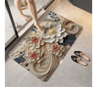 Wsrght Tapis de Bain Antidérapant Absorbant, Tapis Salle de Bain Diatomite Séchage Rapide, Fin, Doux, Lavable, Facile à Nettoyer, Bath Mat pour Douche, Baignoire Daisy 50x80cm 3-176