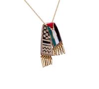 WSRRDRECVHi Collier écharpe palestinienne en émail avec drapeau palestinien en acier inoxydable avec pompons, accessoires de bijoux palestiniens, cadeaux pour femmes et hommes, C, taille unique