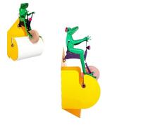 WSRRDRECVHi Support de papier toilette créatif en forme de grenouille à vélo, support mural en forme de grenouille en bois, distributeur de papier toilette amusant