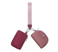 WSRYDJDL Mini portefeuille à fermeture éclair autour de la dragonne pour femme avec double pochette amovible, poche pour pièces de monnaie, porte-clés, petit sac à main, rouge vin, Loisirs, sport,