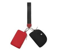 WSRYDJDL Mini portefeuille à fermeture éclair autour de la dragonne pour femme avec double pochette amovible, poche pour pièces de monnaie, porte-clés, petit sac à main, Rouge/noir, Loisirs, sport,