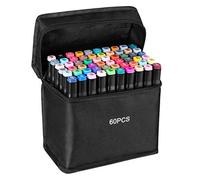 wsryx 60 Couleurs Marqueur Permanent, Feutre Pinceaux Double Pointe Coloriage Brush Markers kit Dessin Manga Enfants Adulte