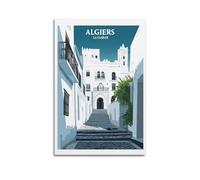 WSSHZXXJ Impression sur toile illustrée de voyage en ville d'Alger La Casbah - Décoration murale moderne pour chambre à coucher - 20 x 30 cm