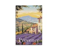 WSSHZXXJ Toile murale décorative avec illustration de paysages naturels Provence France champs de lavande 30 x 45 cm