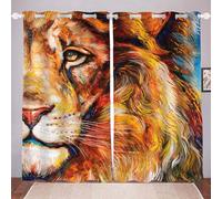 WSSLJK König Der Löwen Lot de 2 rideaux occultants à œillets en polyester - Pour salon, chambre à coucher, chambre d'enfant, cuisine - 5,150 x 166 (l x H)