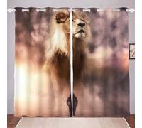WSSLJK König Der Löwen Lot de 2 rideaux occultants à œillets en polyester - Pour salon, chambre à coucher, chambre d'enfant, cuisine - 3,150 x 166 (l x H)