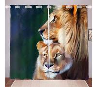 WSSLJK König Der Löwen Lot de 2 rideaux occultants à œillets en polyester - Pour salon, chambre à coucher, chambre d'enfant, cuisine - 1,183 x 160 (l x H)