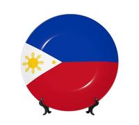 WSSYYBF Assiette décorative en porcelaine anglaise avec motif drapeau des Philippines de 20,3 cm avec présentoir pour la maison, la cuisine, le mur ou la table