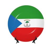 WSSYYBF Assiette décorative en porcelaine anglaise Drapeau de la Guinée équatoriale de 17,8 cm avec présentoir pour la maison, la cuisine, le mur ou la table