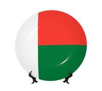 WSSYYBF Assiette décorative en porcelaine anglaise Drapeau de Madagascar 25,4 cm avec support de présentation pour la maison, la cuisine, le mur ou la table