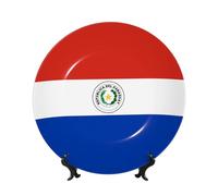 WSSYYBF Assiette décorative en porcelaine anglaise Drapeau du Paraguay de 15,2 cm avec présentoir pour la maison, la cuisine, le mur ou la table