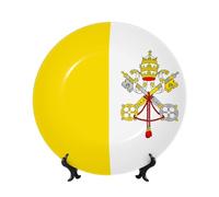 WSSYYBF Assiette décorative en porcelaine anglaise Drapeau du Vatican 15,2 cm avec support pour décoration de maison, cuisine, mur ou table