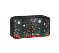 WSSYYBF Trousse à crayons simple et spacieuse en forme de sapin de Noël rond en tissu Oxford 600D avec fermeture éclair pour le travail, le bureau, la mode féminine