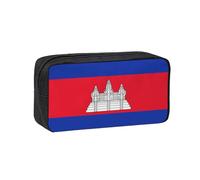 WSSYYBF Trousse à stylos simple et spacieuse avec drapeau du Cambodge. Grande trousse spacieuse, Oxford 600D avec fermeture éclair pour le travail, le bureau, la mode féminine